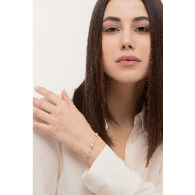 Bracelet semi-rigide avec fleurs et feuilles or 18kt diamants