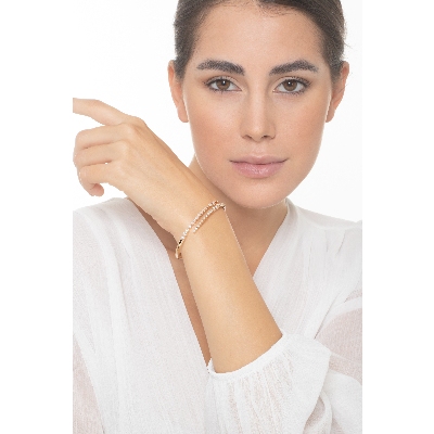 Bracelet rigide en or rose 18k avec diamants