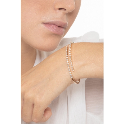 Bracelet rigide en or rose 18k avec diamants