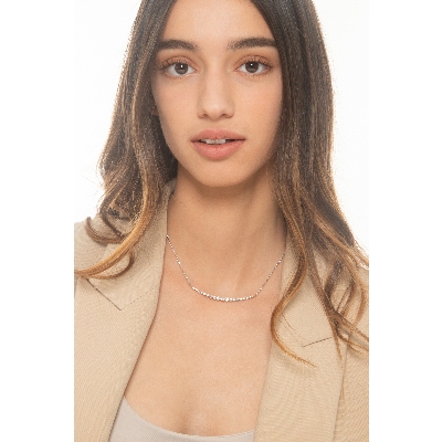 Collier ras du cou en Or 750 avec maillon diamant