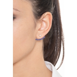 Mono boucle d'oreille en or blanc 18 carats avec saphirs bleus et diamant 2