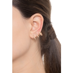 Boucle d’oreille unique 3 cercles diamants or rose 18K 2