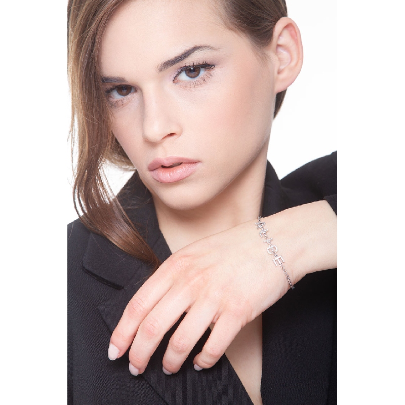 Bracelet personnalisé prénom  ALICE  en or blanc 750 et diamants  Bracelet personnalisé prénom  ALICE  en or blanc 750 et diamants