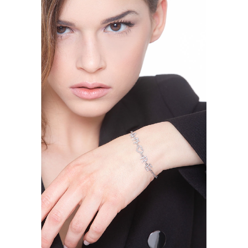 Bracelet personnalisé  AMORE  en or blanc 750 et diamants Bracelet personnalisé  AMORE  en or blanc 750 et diamants