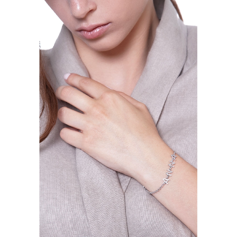 Bracelet personnalisé prénom ANNA en or blanc 750 et diamants  Bracelet personnalisé prénom ANNA en or blanc 750 et diamants