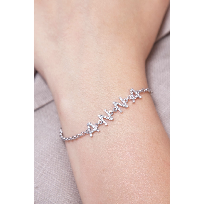 Bracelet personnalisé prénom ANNA en or blanc 750 et diamants  Bracelet personnalisé prénom ANNA en or blanc 750 et diamants