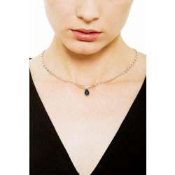 Collier semi-rigide or blanc 18k avec des segments saphir bleu 2