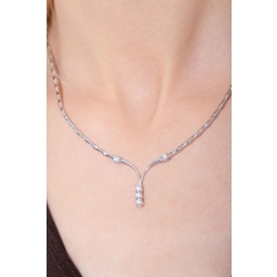 Collier semi-rigide or blanc 18k avec diamants 2
