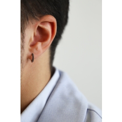 Créole mono en or blanc 18k avec diamants noirs  2