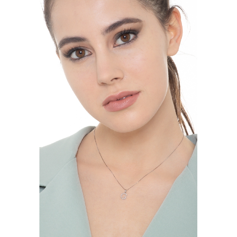 Collier lettre G or blanc 18k diamants
