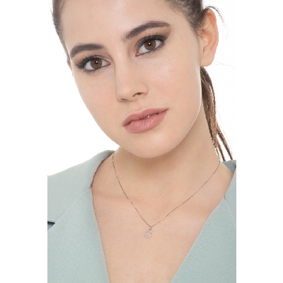 Collier lettre G or blanc 18k diamants