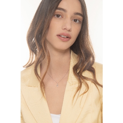 Collier lettre K or blanc 18k diamants