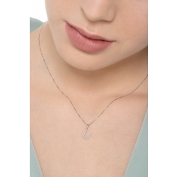 Collier avec lettre prénom  U en or blanc et diamants 2