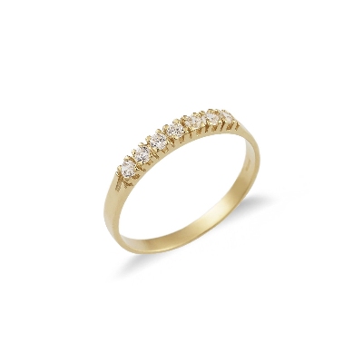Bague en or jaune 18k avec sept zircones