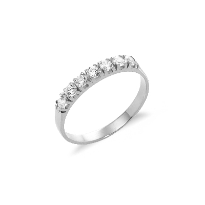 Bague classique en or blanc 18k avec zircons brillants