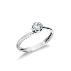 Bague moderne en or blanc 18 carats avec zircon