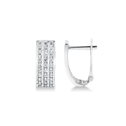 Boucles d’oreilles en or blanc 18k avec trois rangées de zircons