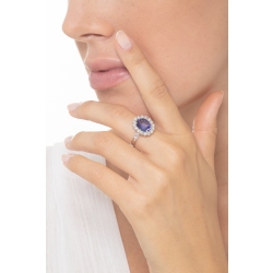 Bague Lady D en or blanc 18k avec tanzanite et diamants 2