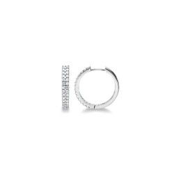 Boucles d’oreilles créoles en or blanc 18k avec zircons