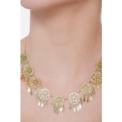 Collier en or jaune 18k neuf pendentifs