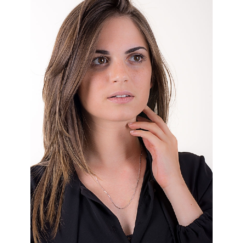 Chaîne godronnée en or blanc 18k, 50 cm