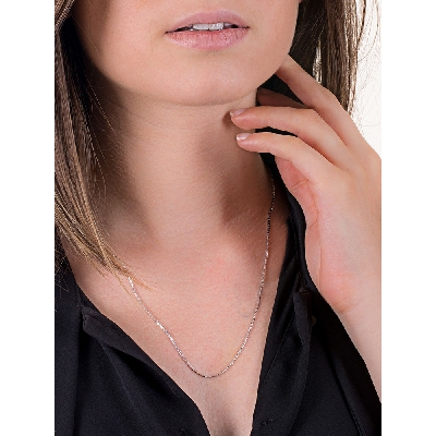 Chaîne godronnée en or blanc 18k, 50 cm