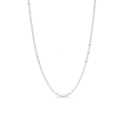 Chaîne plate en or blanc 18 carats, 50 cm