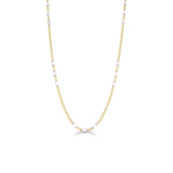 Chaîne plate en or blanc et jaune 18k, 50 cm