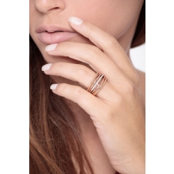 Bague jonc en or blanc et rose avec diamants 2