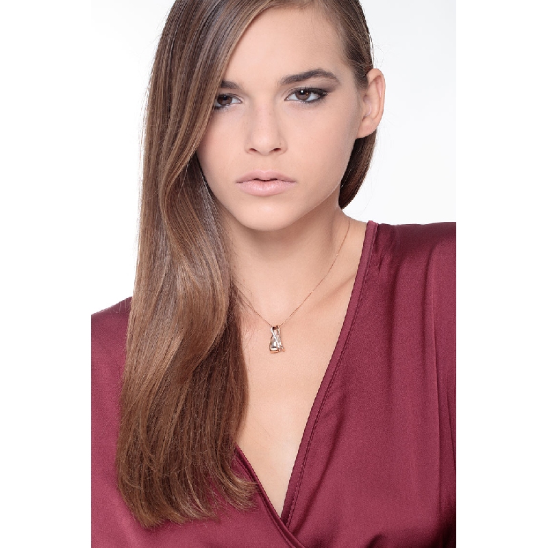 Collier en or blanc et rose 18k avec diamants incrustés