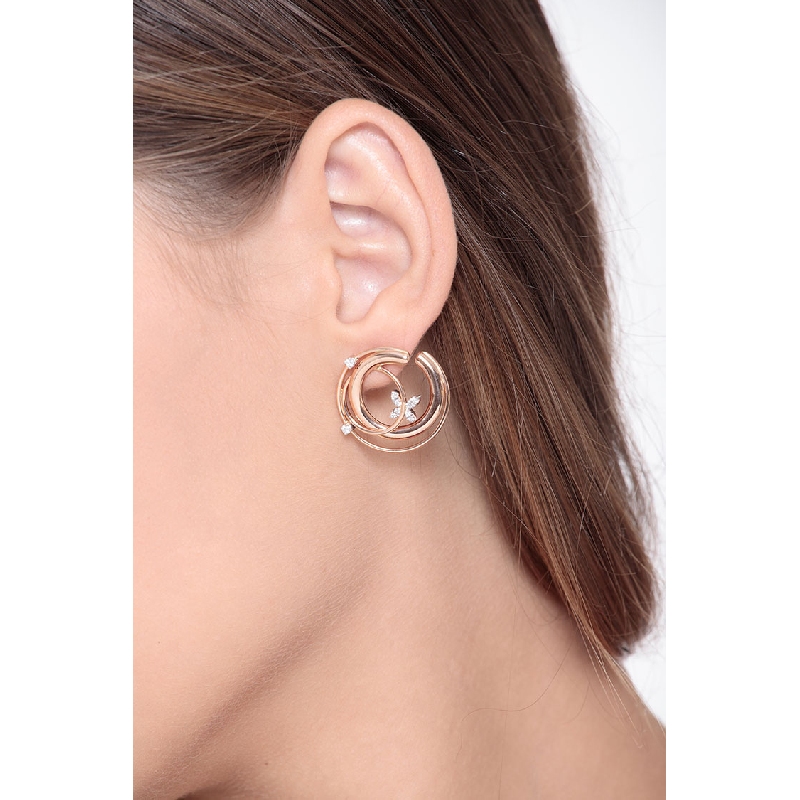 Boucles d'oreilles ovales en or rose et blanc 18k et diamants  Boucles d'oreilles ovales en or rose et blanc 18k et diamants
