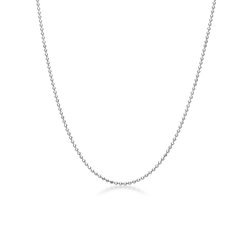 Chaîne fine à billes en or blanc 18K, 40 cm Chaîne fine à billes en or blanc 18K, 40 cm
