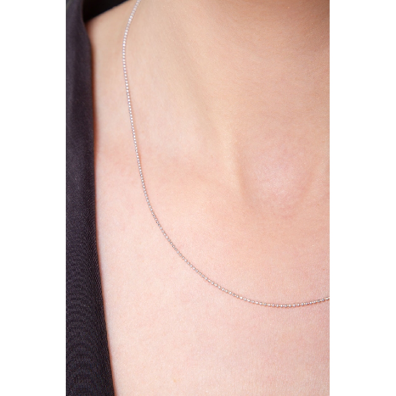 Chaîne à billes en or blanc 18k 45 cm