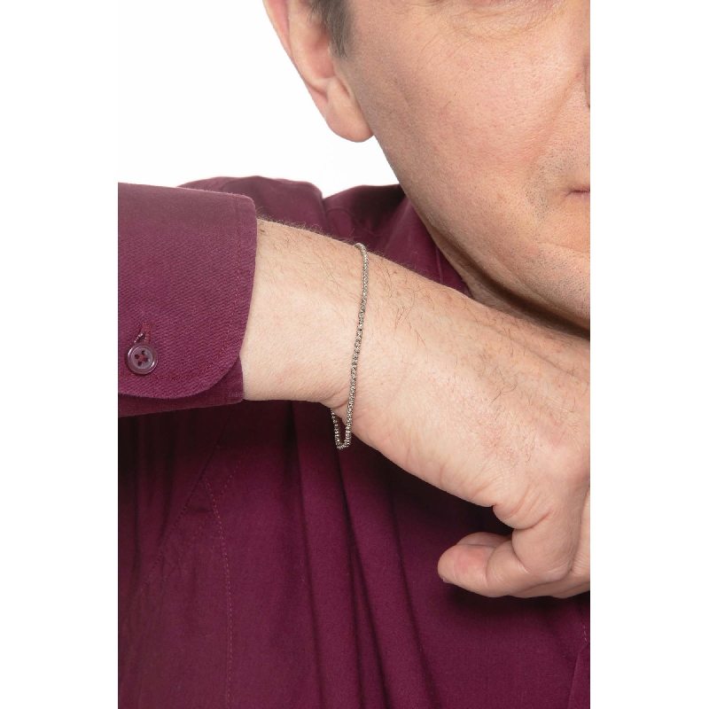 Bracelet boules diamantées en or blanc 18k