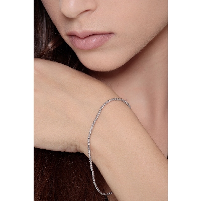 Bracelet boules diamantées en or blanc 18k