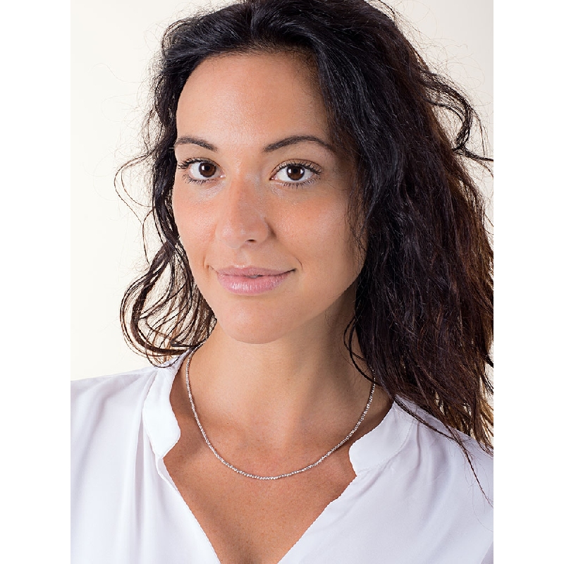 Chaîne à billes diamantées en or blanc 18k cm 45 Chaîne à billes diamantées en or blanc 18k cm 45