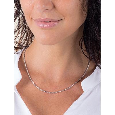 Chaîne à billes diamantées en or blanc 18k cm 45