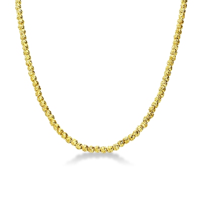 Chaine avec perles diamantées en or jaune 18k