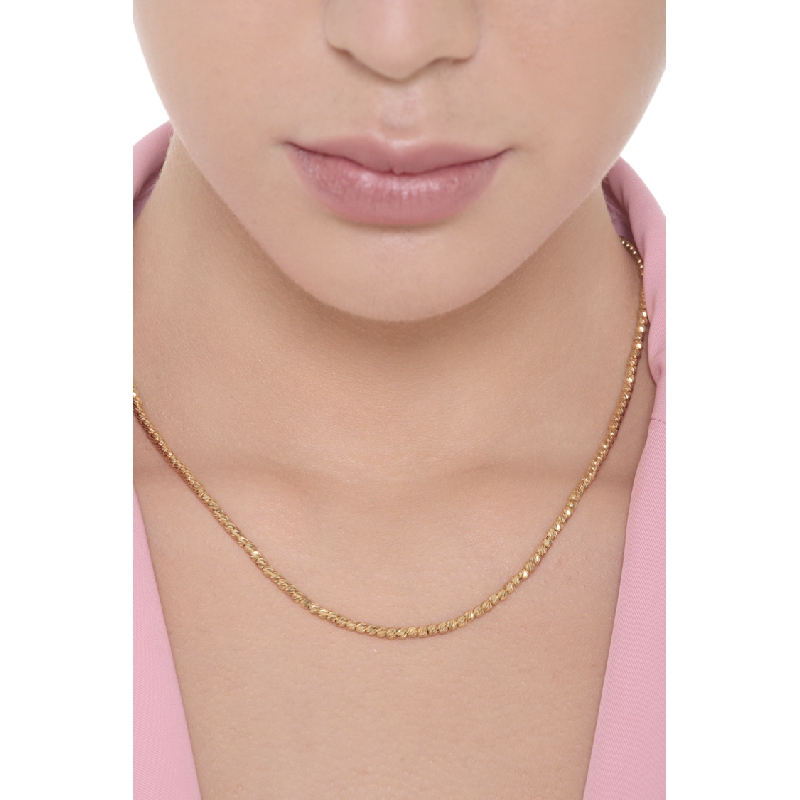 Collier ras du cou en or jaune 18k avec perles diamantées