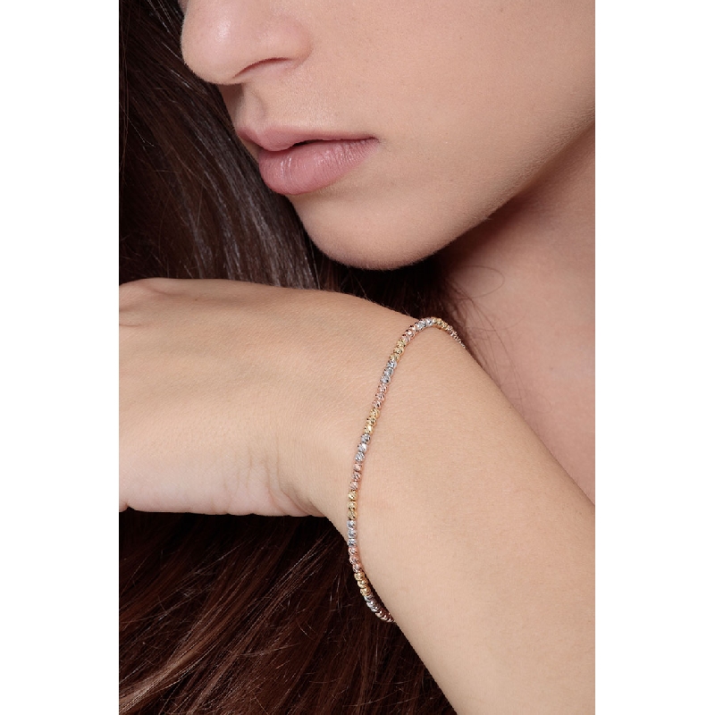 Bracelet avec boules en or jaune, blanc et rose 18k Bracelet avec boules en or jaune, blanc et rose 18k