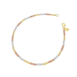 Bracelet avec boules en or jaune, blanc et rose 18k