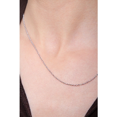 Collier or blanc 18k chaîne rolò 45 cm