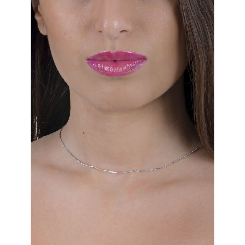 Chaîne vénitienne godronnée or blanc 18k 40 cm