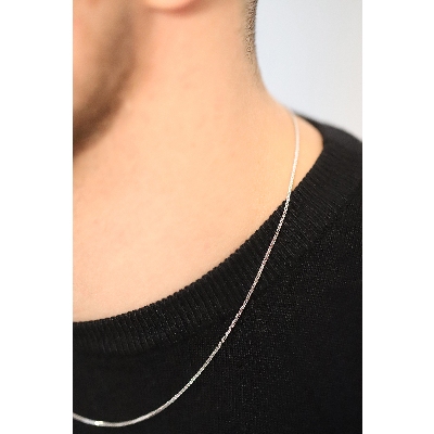 Chaîne vénitienne godronnée en or blanc 50 cm