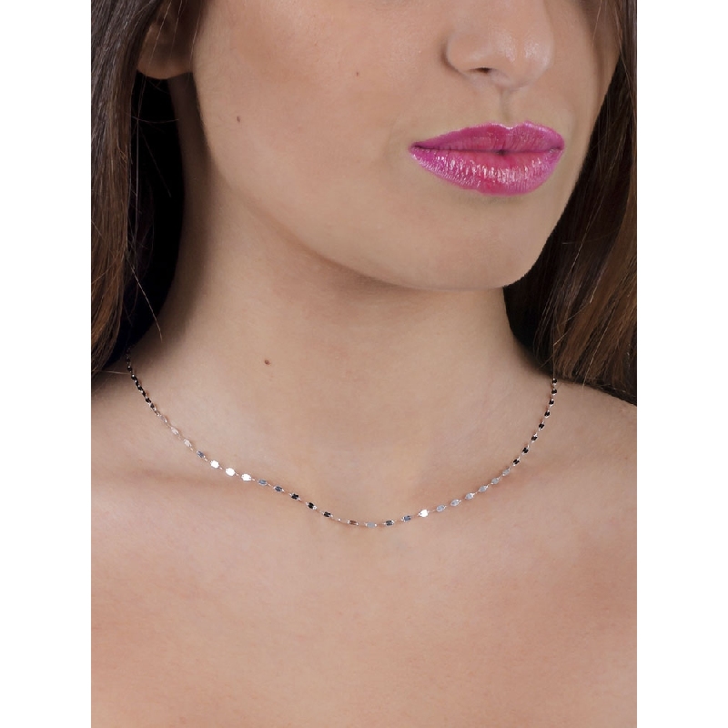 Collier classique godronné en Or Blanc 18k