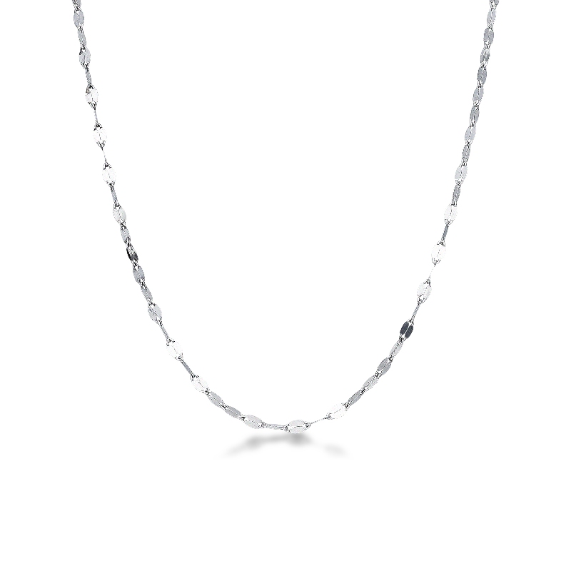 Collier classique godronné en Or Blanc 18k