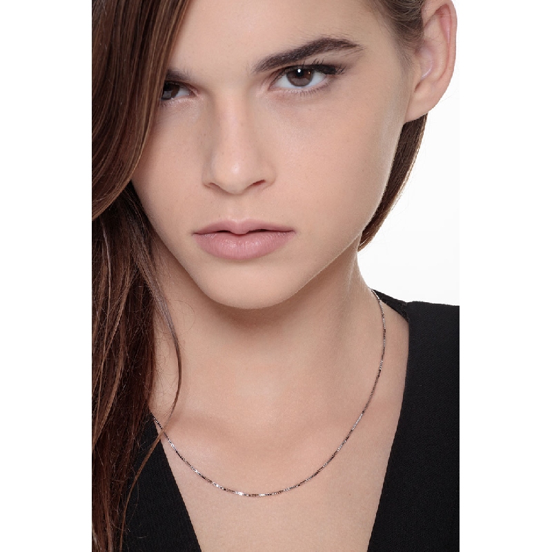 Collier 18k Or Blanc 45 cm chaîne vénitienne