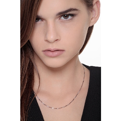 Collier 18k Or Blanc 45 cm chaîne vénitienne