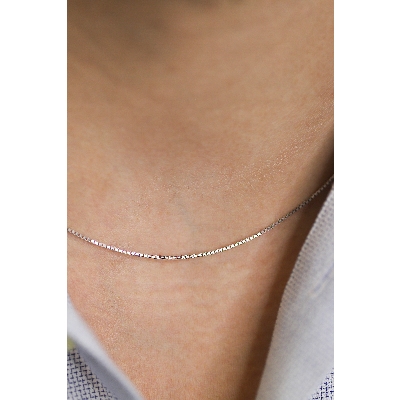 Chaîne vénitienne godronnée en or blanc 18k, 50 cm