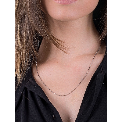 Chaîne vénitienne godronnée en or blanc 18k, 50 cm